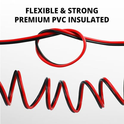 NAOEVO 12 Gauge Wire 2 Conductors, CCA Red Black Electrical Wire, 200FT | Flexible, High Conductivity & Wear-Resistant 12 AWG Wire with PVC insulation for Automotive, Speaker, LED, Marine, 12V/24V DC - size: 200ft, style: 12AWG