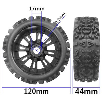 1/8 RC Buggy Tires 17mm Hex Wheels Rims & Rubber Tires Compatible with Arrma Typhon 6S 3S Talion 6S Team Losi HPI 1/8 RC Car 4PCS