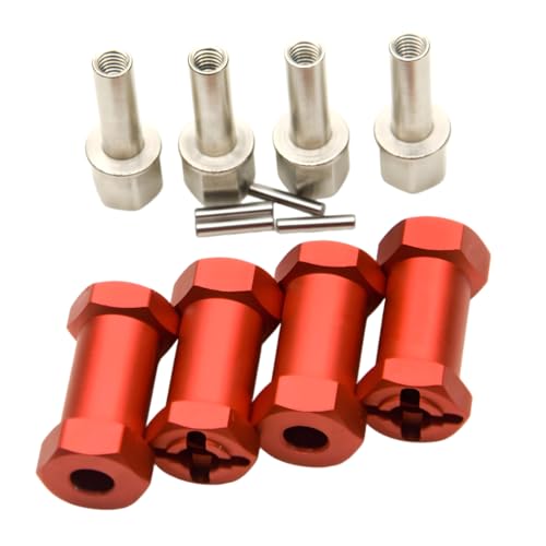 RC 12mm Wheel Hex Drive Hubs Combiner Coupler Aluminum 15mm/20mm/25mm/30mm Offset Extension Longer Combiner Drive Adapter for 1/10 Axial SCX10 Wraith RC Car Upgrade Parts (Red - 25mm) - color: Red - 25mm