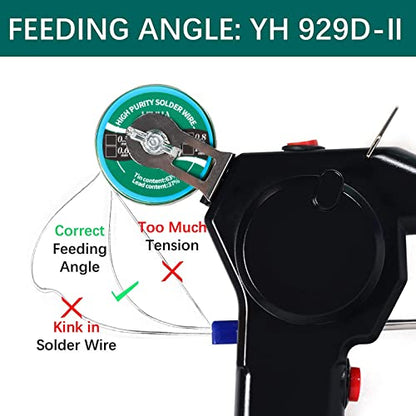 YIHUA 929D-II Soldering Gun Kit Motorized Industrial Automatic Solder Feeding with Digital Display, Temperature Contorl, Stabilization with 80g Solder Wire Soldering Kit - color: Blue