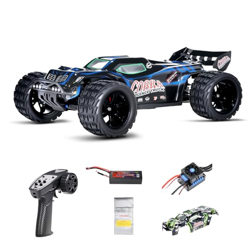 Supersize 1/10 High Speed RC Cars for Adults, 4WD Off-Road Electric Truggy with 3S 5000mAh LiPo Battery & 3660 Brushless Motor, RTR RC Truck Hobby with LED Lights for All Terrain