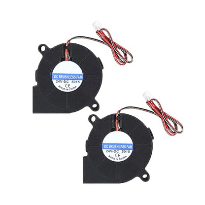 2 Pcs 50x50x15mm 5015 24V DC Brushless Blower Cooling Fan Turbine Turbo for 3D Printer and Other Small Appliances Series Repair Replacement (24V) - size: 24V