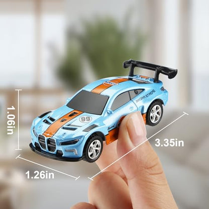 SASBSC Mini RC Toy Cars for Boys Kids Adults, 2.4GHz APP Remote Control Car with Lights and 3 Speed Modes, 1/64 Race Toy Car Rechargeable for Boys Ages 5-7 8-12,Birthday Gifts for Kids - color: Blue