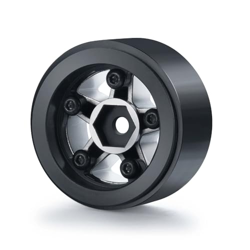 4PCS 1.0inch Wheel Rims RC Plastic 5-Spokes Beadlock Wheel Rim Hub for Axial SCX24 Deadbolt All 1/24 Scale RC Crawler Upgrade Parts Accessories (Silver) - color: Silver