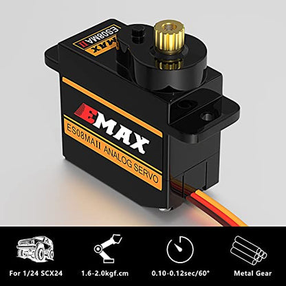 Emax Servo ES08MAII 12g Analog RC Servo for SCX24 | For 1/24 Axial SCX24 Bronco/JLU/C10/Gladiator/Deadbolt/B17, High Torque Servo, Quick Steering Response