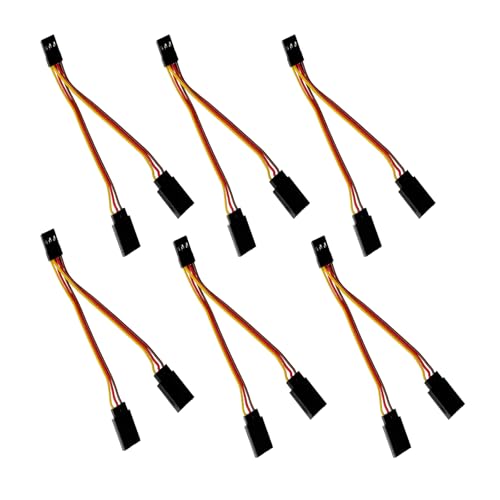 6 Pcs JR Servo Y Splitter Cable,1 Female to 2 Male Extension Harness Lead Wire for RC Cars, Boats, Drones, Airplane Models（11CM 22-AWG）