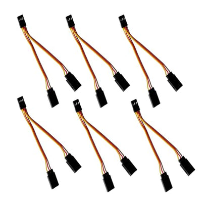 6 Pcs JR Servo Y Splitter Cable,1 Female to 2 Male Extension Harness Lead Wire for RC Cars, Boats, Drones, Airplane Models（11CM 22-AWG）