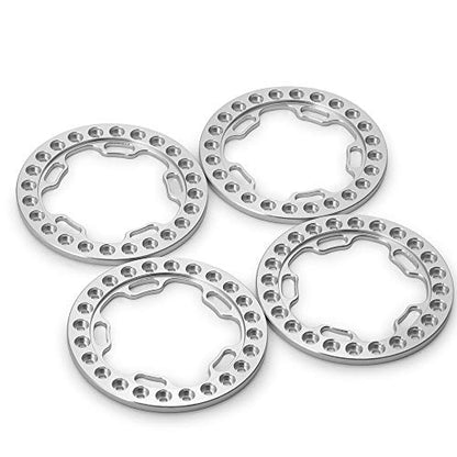 Aluminum Alloy RC Beadlock Wheel Rim Replacement Ring for 1:10 Crawler RC Car 1.9" Wheels/Rims-Pack of 4pcs (Silver) - color: Silver