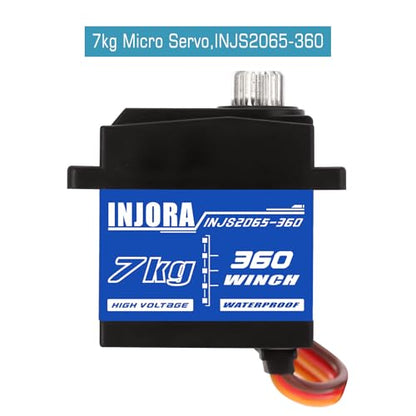 INJORA Tow Truck Crane Kit & 7KG INJS2065-360 Winch Servo for 1/24 SCX24(Black - color: Black