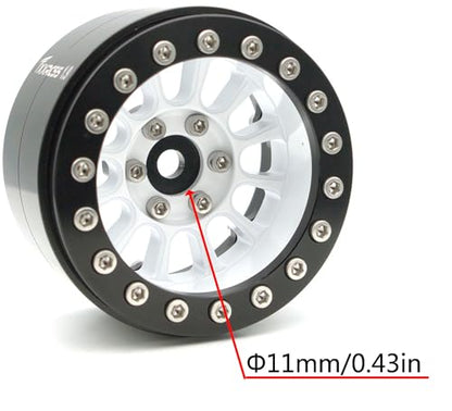 1.9 Beadlock Wheels Rims -152g Super Heavy Duty Deep Dish 32mm Wide for RC 1/10 Crawler TRX4 SCX10 Gen8 Upgrades SCX10 Remote Control Car Upgrades Accessories (White & Black) - color: White & Black