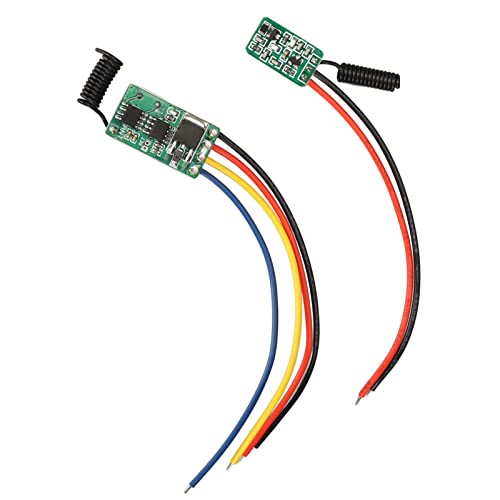 RF Remote Control Switch Kit, Including DC6V to 36V Receiver and DC5V to 24V Transmitter Mini RF Switch Contactless Small PCB Board 433MHz for Wall Floors Doors