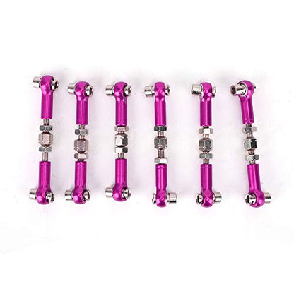 6 Pcs Adjustable Servo Links Tie Rod Set High Precision Aluminum Alloy RC Car Accessories for 1/10 1/12 Buggy Touring Drift Cars Red Purple Black Dark Blue Light Blue (Purple) - color: Purple