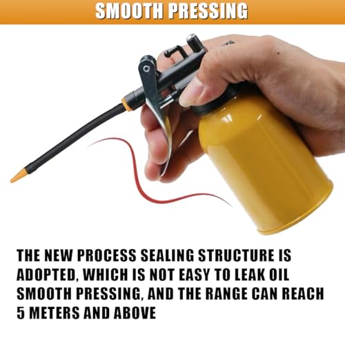 Metal Oil Can, Lubrication Oil Gun with Straight & Flexible Spout, 250ml Multipurpose Hand Pistol Pump Oiler, Universal for Lubrication Need of Cars, Bikes, Machines (Rubber) - size: Rubber