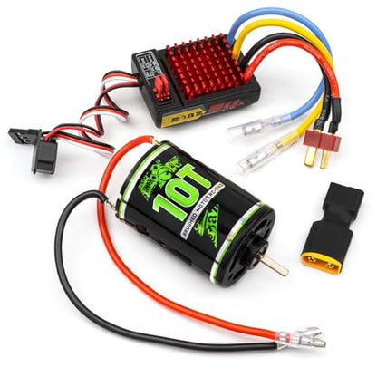 Brushed Power Combo 540 10T Motor 60/320A ESC BEC 6V/2A Splash-Proof for 1/10 RC Crawler Car Axial SCX10 AXI03007 90046 TRX4 D90 Monster Truck,High-Speed Car (10T)