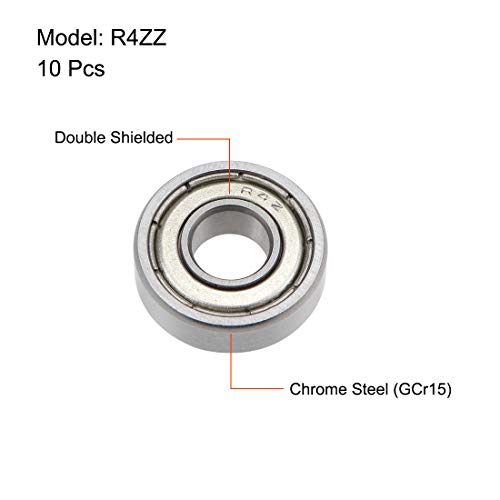 uxcell R4ZZ Deep Groove Ball Bearing 1/4-inchx5/8-inchx0.196-inch Shielded Z2 Lever Bearings 10pcs - size: 1/4"x5/8"x0.196"