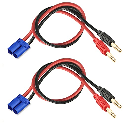 EC5 Connector Plug,EC5 Male to 4mm Banana Connector | Battery Charger Lead Adapter 12AWG 30CM Cable 2 Pack for RC Helicopter Vehicle Toys,Quadcopter Car(2Pack EC5 Banana) - style: EC5 plug connector