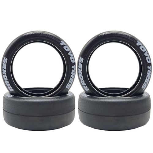 1/10 RC Drift Wheels Tires OD 2.56" Hard Drift Racing Smooth Tread Tyres For 1:10 1/12 Rally Street On Road Car TT01 TT02 Traxxas XV02 XV01 TA06 HPI KYOSHO PTG2 1/10 Touring Wheels 4PCS