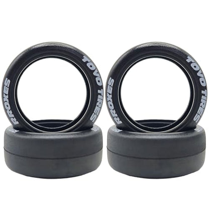 1/10 RC Drift Wheels Tires OD 2.56" Hard Drift Racing Smooth Tread Tyres For 1:10 1/12 Rally Street On Road Car TT01 TT02 Traxxas XV02 XV01 TA06 HPI KYOSHO PTG2 1/10 Touring Wheels 4PCS