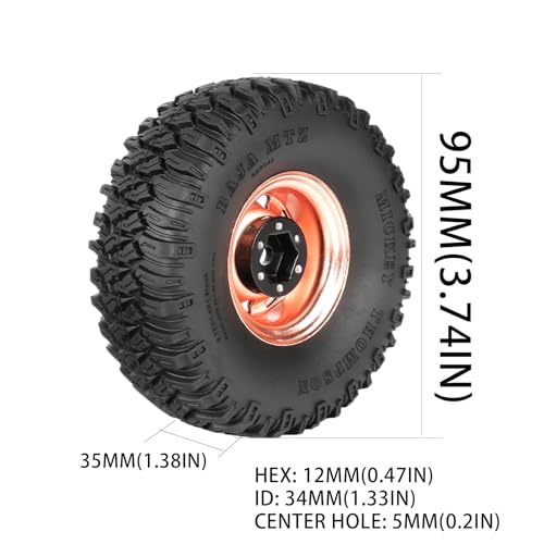 4PCS 1.55 inch Aluminum Metal Beadlock Wheels Rim Rubber Tires Set Replacement for 1/10 RC Crawler Car for D90 TF2 Tamiya CC01 CC02 LC70 JIMNY Axial AX90069 Upgrade Parts(Rose Gold) - color: Rose Gold