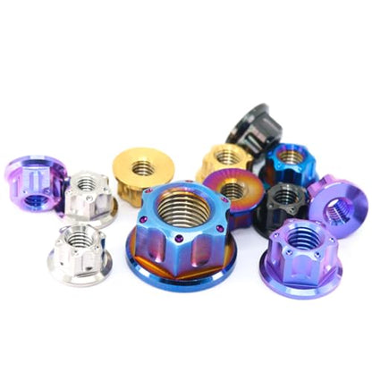 GR5 Titanium Alloy Fancy Screw Nuts - Engraving/Milling, Flower Head Design - Set of M5, M6, M8, M10, M12 (Black, M5 x 0.8 = 4 pcs) - color: black, size: M5x0.8=4pcs