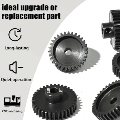 5Pcs 0.8M Hardened Steel Pinion Gear Set 5mm Shaft 31T 32T 33T 34T 35T Motor Pinion Gear with M4 Screw and Hex Key, for Arrma HPI Kyosho Losi Axial Traxxas Tamiya 1/10 RC Car and 540/550 Motors - size: 0.8M-5mm-31-35T