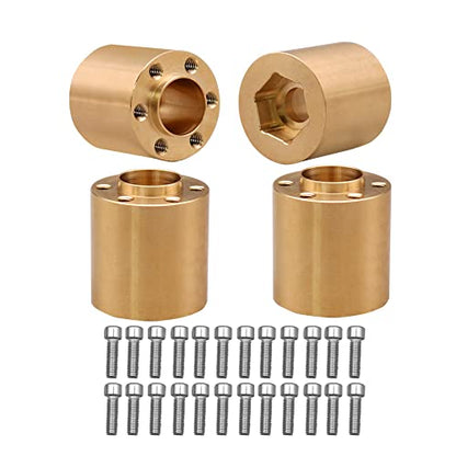 4Pcs Brass Weights 1.9 2.2 Inches Beadlock Wheels 12mm Hex Wheel Hub Widen Adapters for SCX10 TRX4 1/10 RC Crawler Upgrades (Gold, 22mm) - color: Gold, size: 22mm