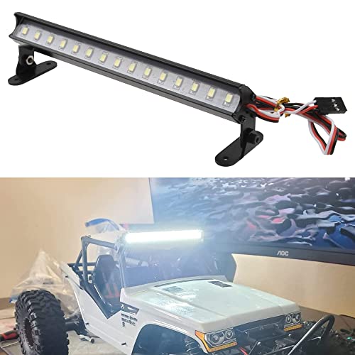 5.51" RC 15Led LED Light Bar Kit Roof Lamp Body Shell Roof Light Compatible with Traxxas TRX-4 SCX10 Wraith 90046 D90 SCX10 II CC01 Redcat Gen7 Gen8 1/10 RC Crawler Car Truck (White)