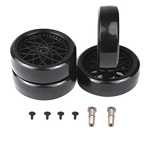 4Pcs Vgoohobby Hard Plastic RC Car Drift Tires Wheel Rim with 2Pcs 5mm Metal Hub Hex Adapter Coupling Compatible with WPL D12 1/10 RC Car (Black) - color: Black