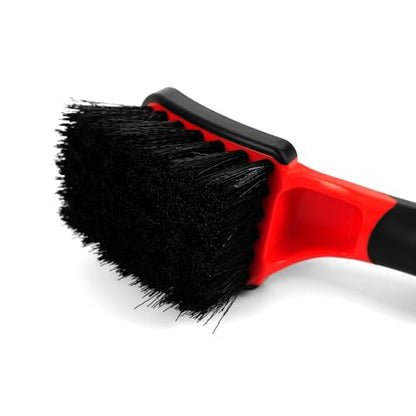 Maxshine Universal Soft Grip Heavy Duty Brush - Ergonomic Short Handle, Anti-Slip Grip, Scratch-Resistant Bumper, Stiff Bristles for Tire, Carpet, Floor Mats & Tough Surface Auto Detailing