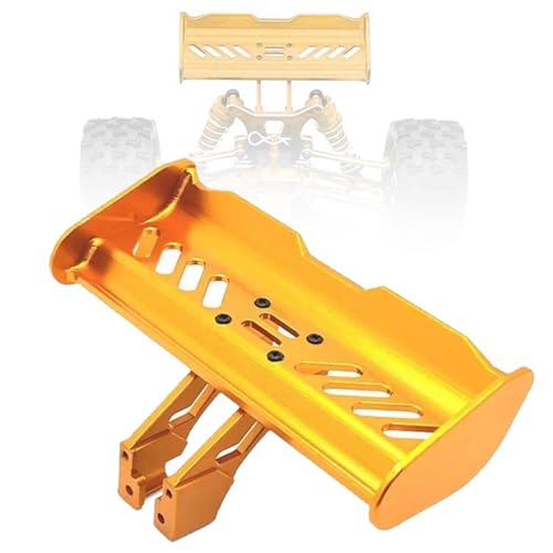RC Tail Wing Aluminum Tail Wing Rear Spoiler Sturdy 1:14 1:12 Modification Tail Wing Bracket for 144001 124019 144016 4001R, Gold - color: Gold