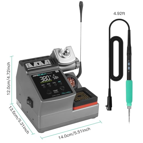 A9PRO Soldering Station 120W Handle Control Temperature 212°F-842°F Solder Station Soldering Iron with C210 Handle and 3 Soldering Tips