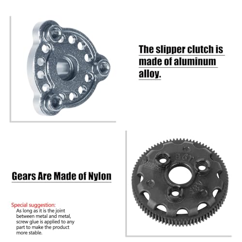 48P 86T Spur Gear&Slipper Clutch&Transmission Gear&Slipper Rebuild Kit&Pressure Plate Upgrades Part for 1/10 Slash 2WD(VXL),Rustler/Stampede/Bandit 2WD(VXL) Hops up,Titanium - color: Titanium(Upgrades Part)