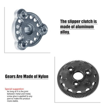 48P 86T Spur Gear&Slipper Clutch&Transmission Gear&Slipper Rebuild Kit&Pressure Plate Upgrades Part for 1/10 Slash 2WD(VXL),Rustler/Stampede/Bandit 2WD(VXL) Hops up,Titanium - color: Titanium(Upgrades Part)