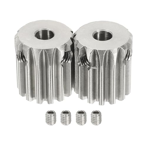 uxcell 2Pcs 1 Mod 14T Spur Gear 5mm Bore, 304 Stainless Steel Pinion Gear, 20°Pressure Angle, for Spur Rack and RC Model Car or Motor DIY - size: 1 Mod 14T, 5mm
