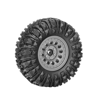4PCS 1.3" Aluminum Alloy Beadlock Wheel Rims All-Terrain Tyre 70mm Rubber Tires Set with 5mm & 7mm Hex for 1/12 1/14 1/18 1/24 RC Rock Crawler Car Upgrade Parts (B-Gray) - color: B-gray