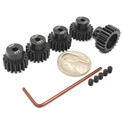 32P Hardened Pinion Gear Set 1/8 inch Hole 17T 18T 19T 20T 21T with Hex Key (Compatible with 0.8 Metric Pitch) - style: 17T 18T 19T 20T 21T