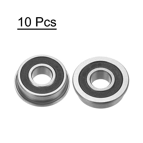 uxcell F696-2RS Flanged Ball Bearing 6x15x5mm Double Sealed Chrome Steel Flange Bearings, 10pcs - size: F696-2RS
