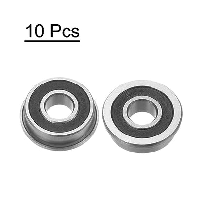 uxcell F696-2RS Flanged Ball Bearing 6x15x5mm Double Sealed Chrome Steel Flange Bearings, 10pcs - size: F696-2RS