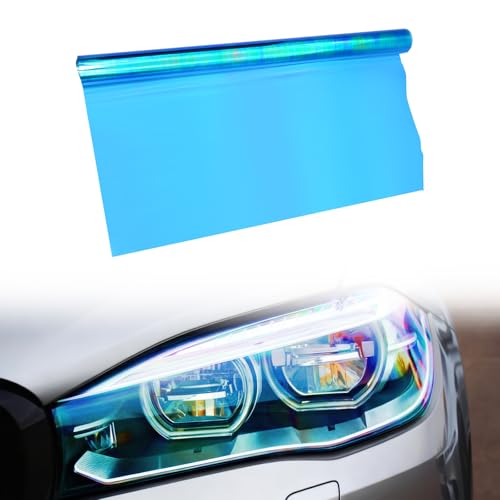 Automotive Universal Car Lamp Film 15.7 X 48inch Cuttable and Stretchability, Non-Marking Self-Adhesive Decals Car Decor, Car Headlight Taillight Fog Lamp Packaging Protective Film, Blue