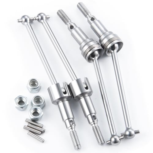 MORLORDY 4Pcs RC Front & Rear CVD Driveshaft 1 Set Metal Drive Shafts for 1/16 HBX 16889A, I-mex Katana, I-mex Shogun, Red-cat Volcano16 Upgrade Parts