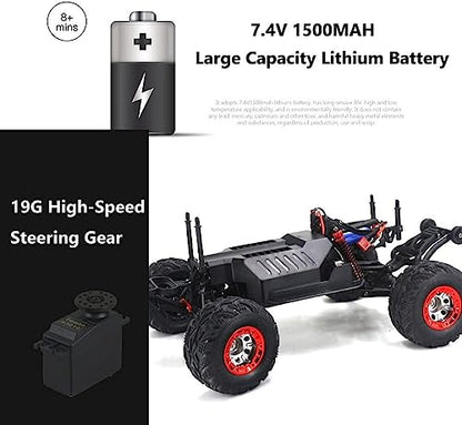 55KM/H High Speed Desert Electric Remote Control Racing Car, 4WD 2212 Brushless Motor 3200KV Rechargeable RC Rally Truck, 2.4G Full Scale Off-Road Climbing Vehicle, Xmas Gift for Adults