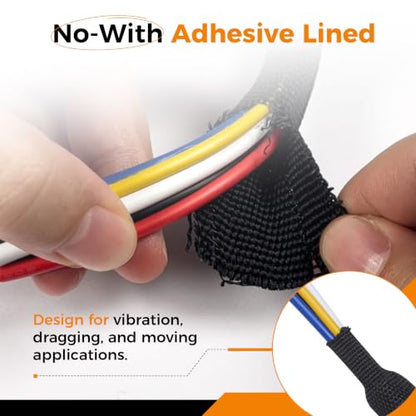 Automotive Heat Shrink Wire Sleeve Cord Protector 1-1/8''-26ft | Black 2:1 Ratio Wear-Resistant Fabric Heat Shrink Flat Woven Shrinkable Tube for Car Cable Wires Hoses Protection - size: 1-1/8"-26ft