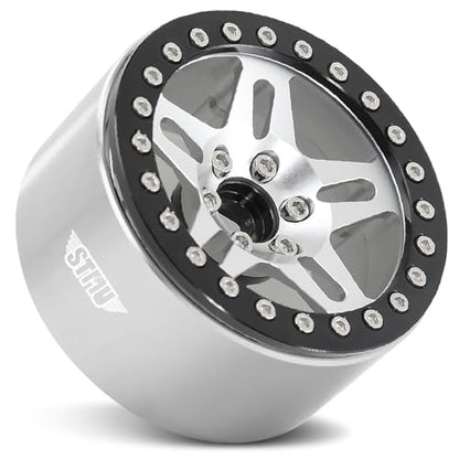 STMU 2.2 Inch Aluminum Beadlock Turbine Wheels - Perfect Fit for SCX10 TRX4 VS4-10 Gen8 1/10 RC Crawler Vehicles (Silver) - color: Silver