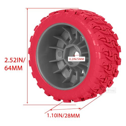 RC MX1.25 RC Truck Wheel Tires for Traxx as/Mojave GROM 223S 4x4 RTR,14301 14302 14303,Tamiya Kyosho HPI 1/14-1/18 Scale On/Off Road,RC Monster Truck Car Wheels,Grey-Red - color: Grey-red(rc Wheels Tires)