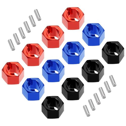 RCHUBAM 7mm Wheel Hex Hubs Adapter Aluminium 1/16 RC Wheel Hex Upgrades Parts Accessories Compatible with Losi Mini-T 2.0 & Mini-B 1/16 1/18 Scale RC Off-Road Car Truck (Blue) | 4PCS Aluminium Hub Adapter,3 Color-Black/Red/Blue Wheel Hex Upgrades Parts -
