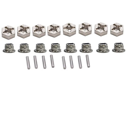 Blomiky 8 Pack 12mm Wheel Hub Hexes and 8 Pack M20101 Wheel Hex Pins and M40 M4 Wheel Locknuts Spare Parts for Some Kind of 1/10 1/12 1/14 1/16 1/18 Scales RC Truck / 9125 Hex Pin Locknuts 2