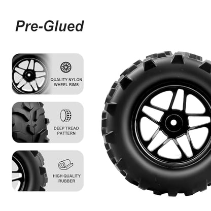 Hobbypark Pre-Glued RC Monster Truck Tires and Wheels for Arrma Granite Voltage MEGA 2WD 4X4 V3 3S BLX Brushless 1/10 Big Rock,Set of 4…