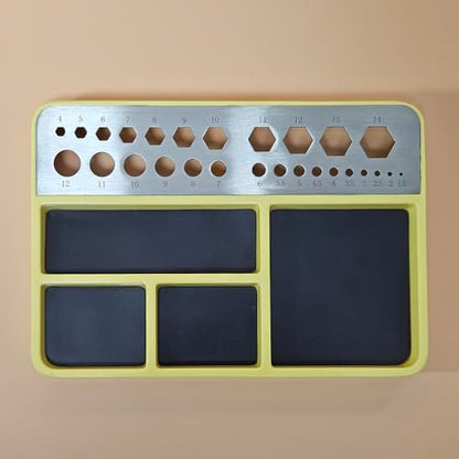 Garosa Magnetic Parts Tray, Durable Screw Organizer and Socket Holder for RC Repair Stainless Steel Impact Plastic Yellow 17.6 x 12.2 x 1.7cm 1 Pack - color: #81y