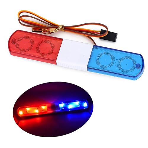 1/10 RC Car Simulation Police Lights Multi-Function Flash LED Lamp Nine Flashing Light Modes for 1/8 Crawler Off Road Rally Truck Cars HSP Traxxas Tamiya RC4WD Axial Arrma (Blue&Red 115mm) - color: Blue&Red 115mm
