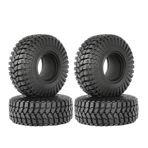 RC Car Tires,WONFAST 4PCS 1.55 inch Mud Wheel Tyre Terrain Crawler Rubber Tires Foam Insert for 1:10 RC Crawler Car for Axial 90069 TF2 D90 CC01 LC70 Tamiya MST JIMNY UTB18(90MM-A) - color: 90mm-a